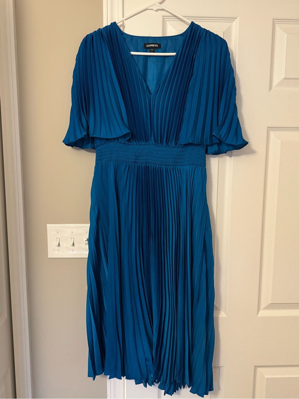 Express Teal Blue Pleated Midi Dress